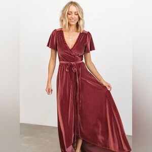 Andi Ribbed Velvet Wrap Dress - Copper